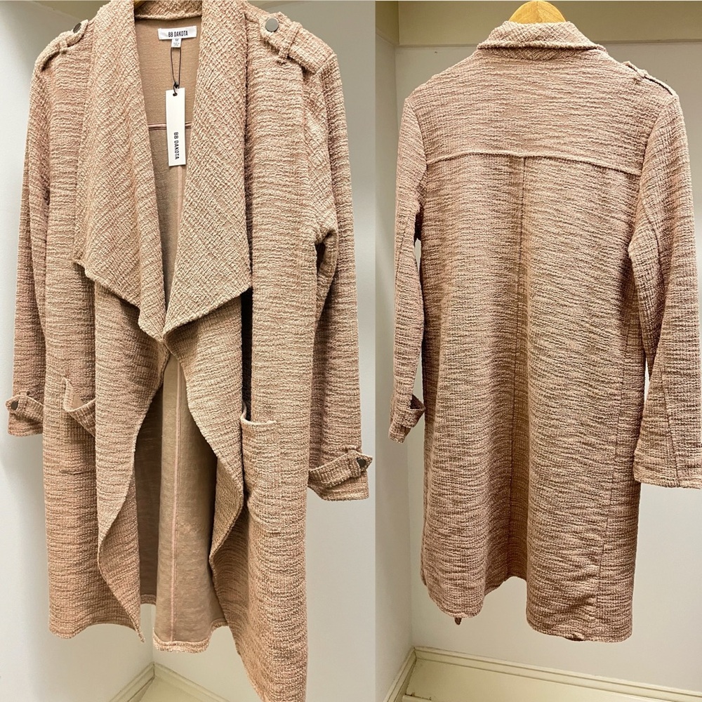NWT Textured Open Front Jacket BB Dakota New W Tags Comfy Pink Multi Coat